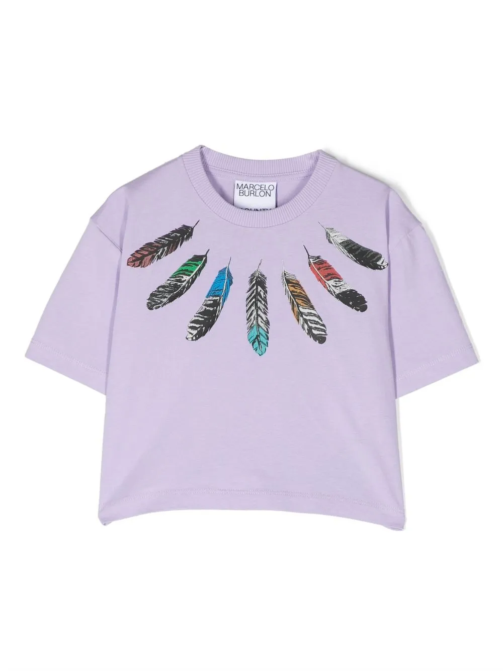 

Marcelo Burlon County Of Milan Kids feather-print short-sleeved T-shirt - Purple