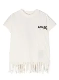 Marcelo Burlon County Of Milan Kids Sunset Cross fringed T-shirt - Neutrals