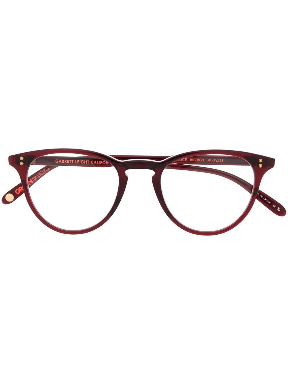 garrett leight lunettes de vue alice à monture ronde - rouge