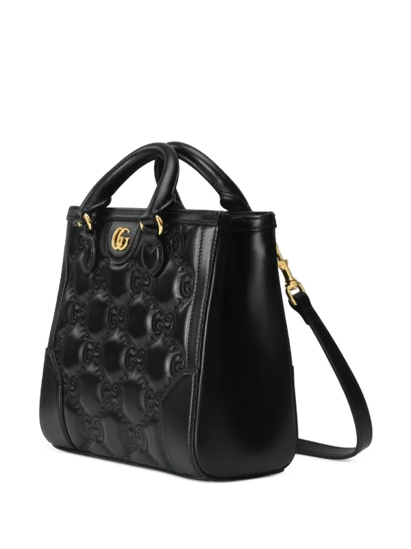 Gucci GG-embossed Mini Leather Tote Bag - Black