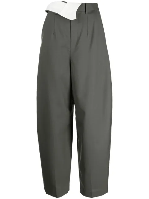 folded-design wool trousers