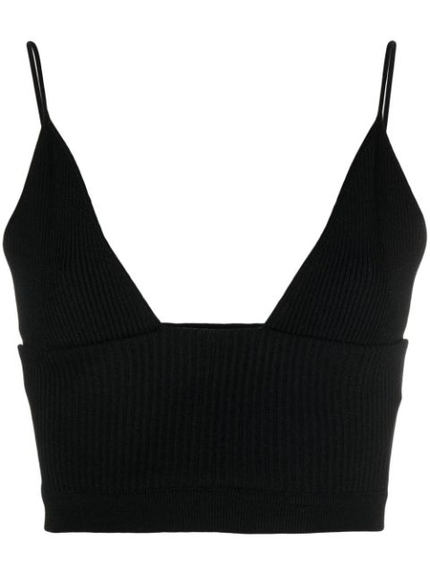 DSQUARED2 ribbed-knit plunge crop top Women