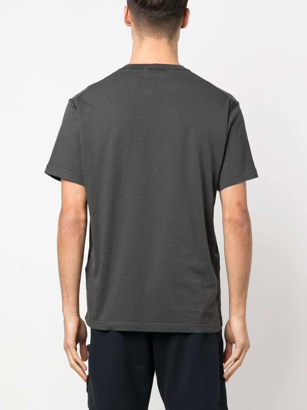 Stone Island Compass-patch Cotton T-shirt In Grey