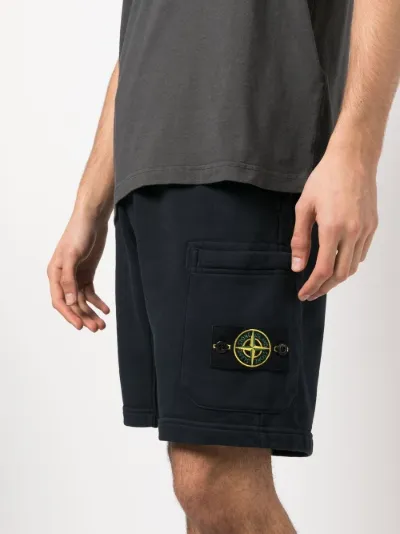 Stone Island Compass-patch cargo shorts blue | MODES