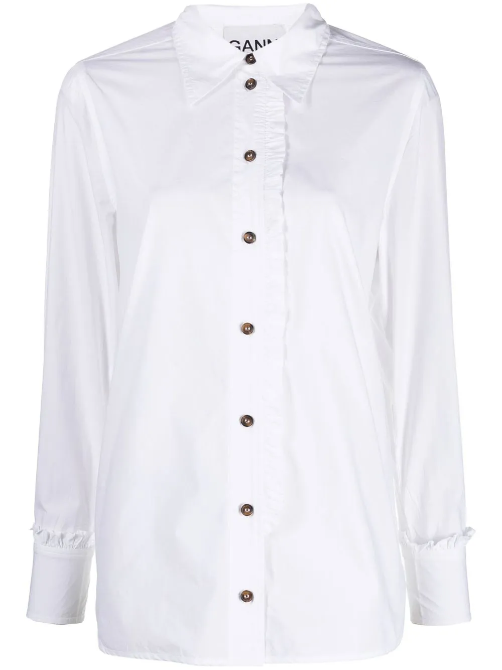 

GANNI ruffled button-up shirt - White