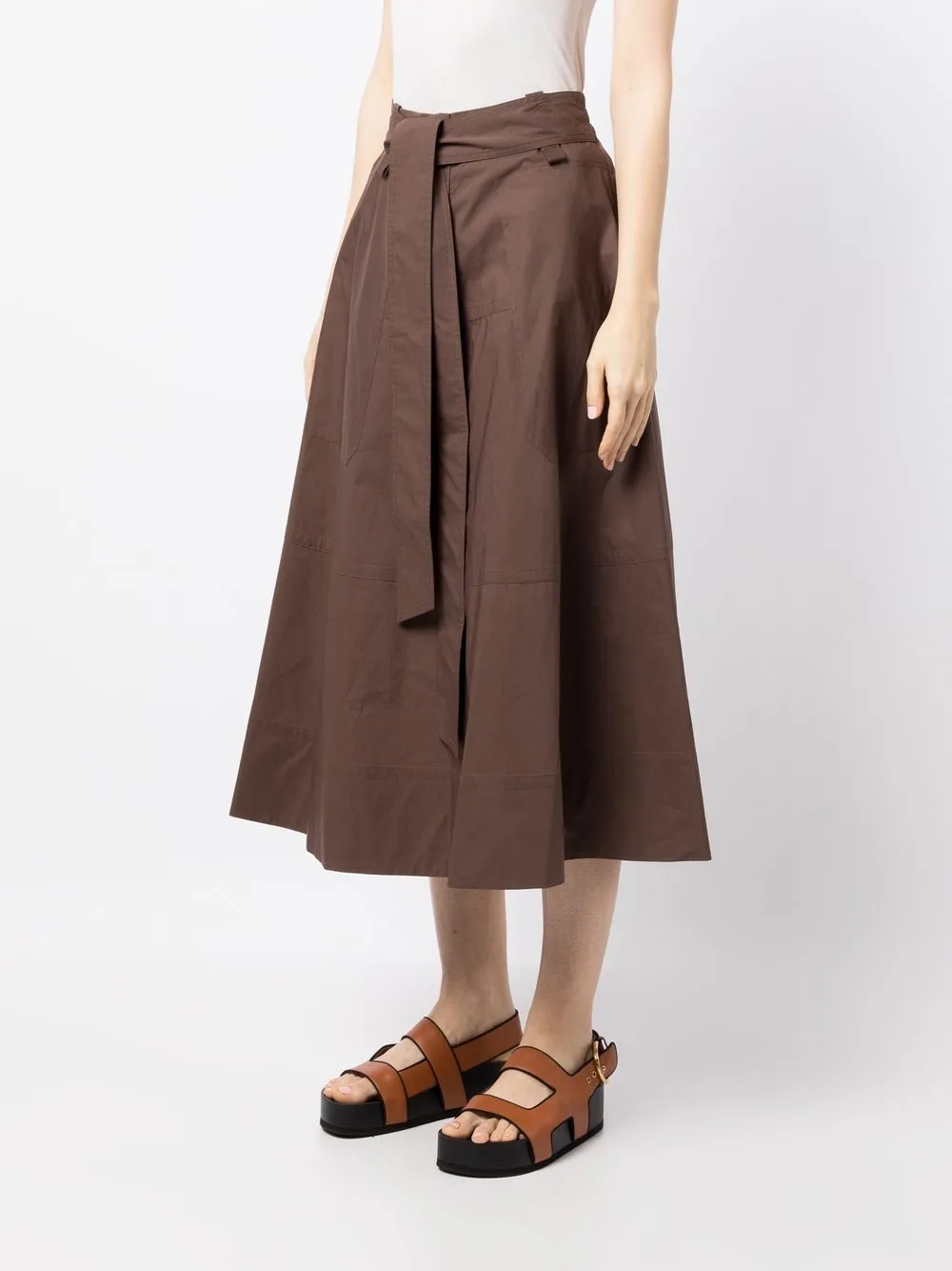 

Lee Mathews belted-waist A-line skirt - Brown