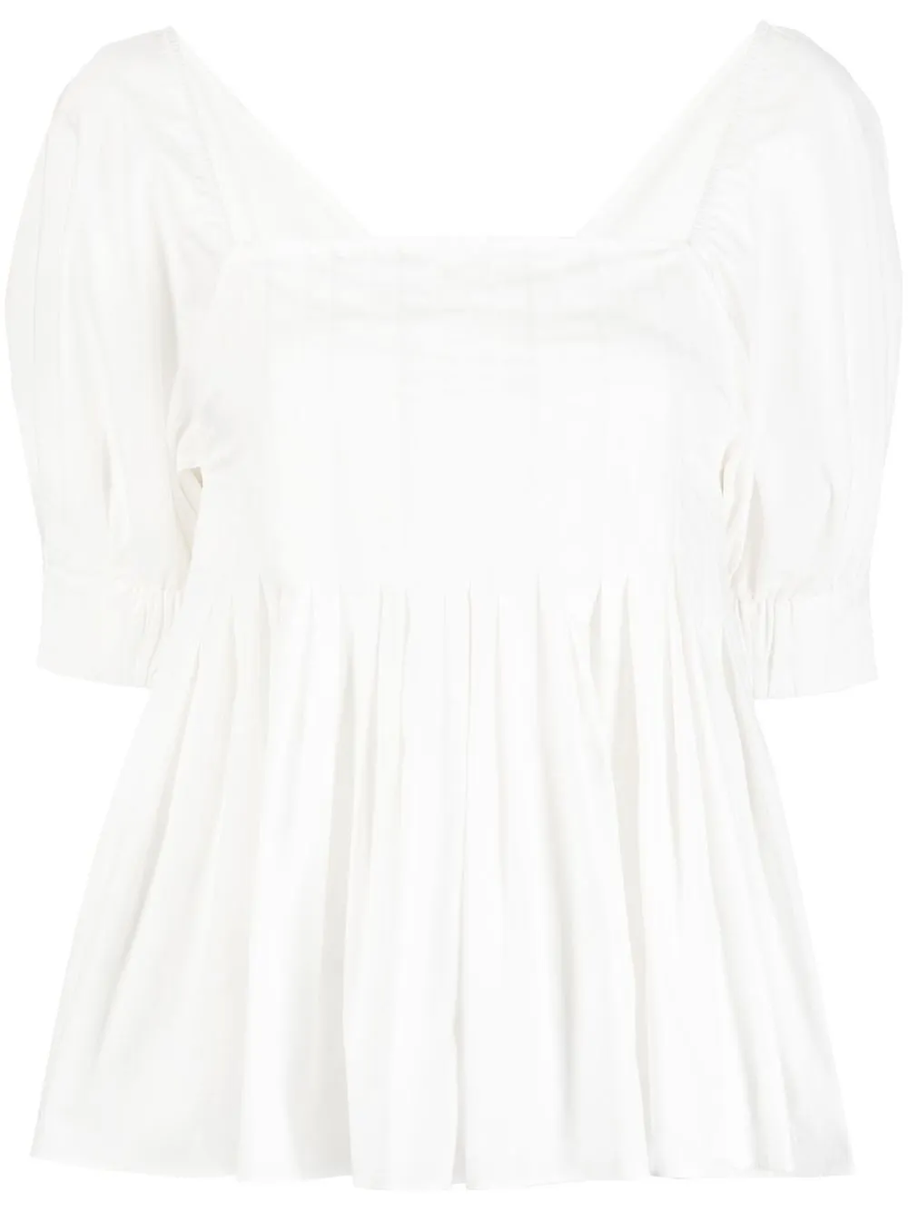 

Lee Mathews pleated short-sleeve blouse - White