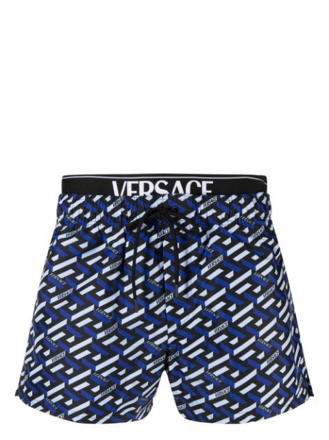 Versace - La Greca-print swim shorts