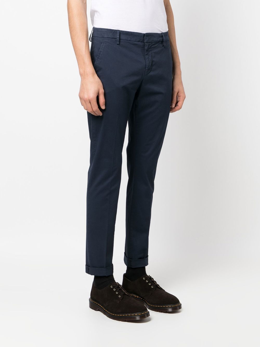 Shop Dondup Tapered-leg Cropped Chinos In Blue