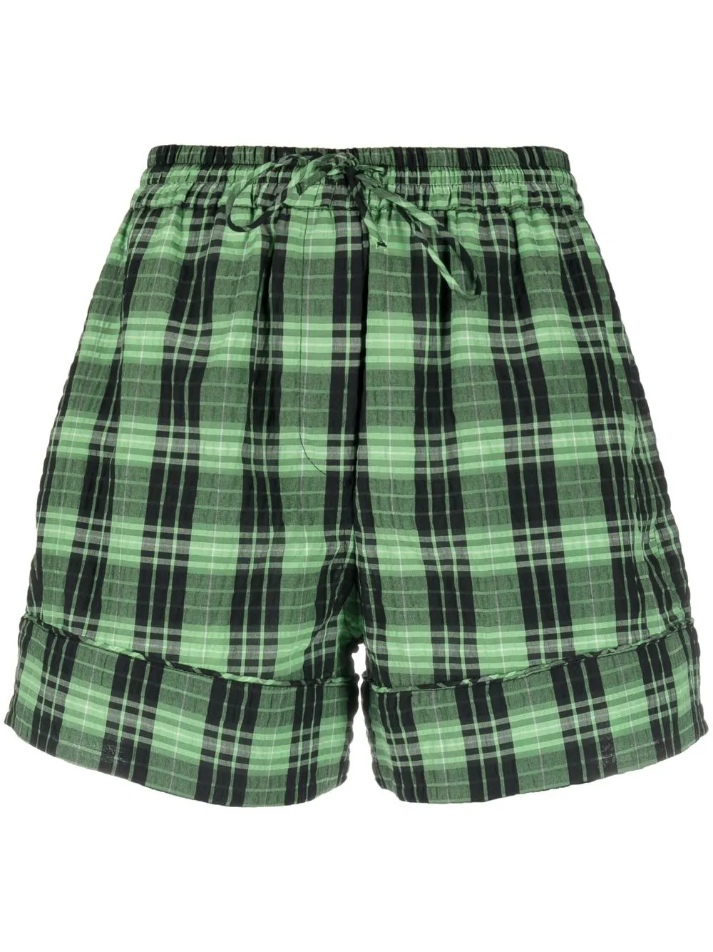 

GANNI check-print drawstring shorts - Green