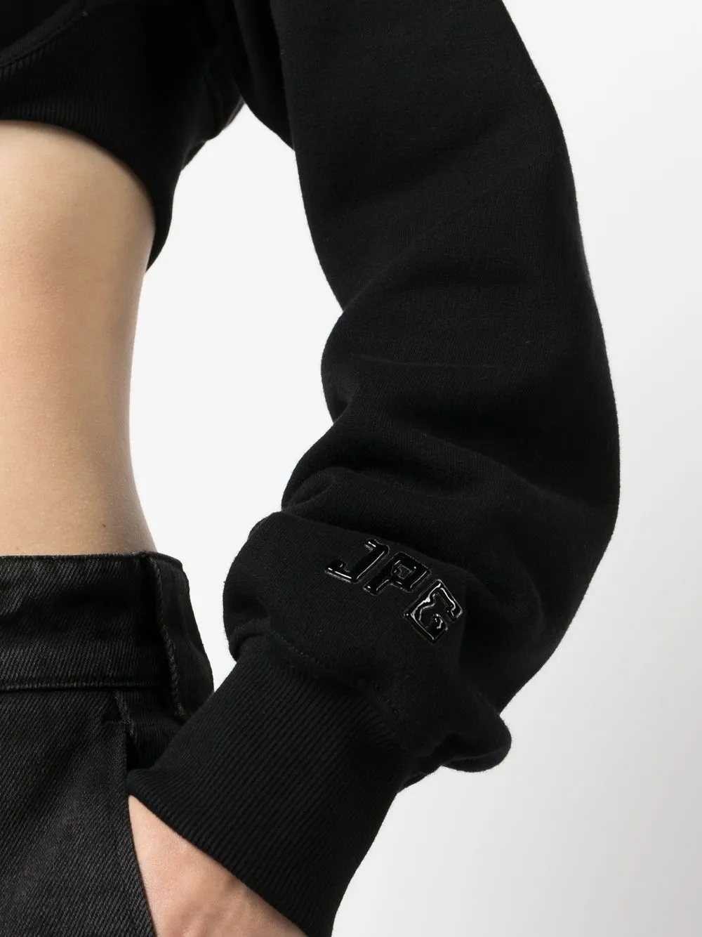 Jean Paul Gaultier Cropped Zip-up Hoodie In Black