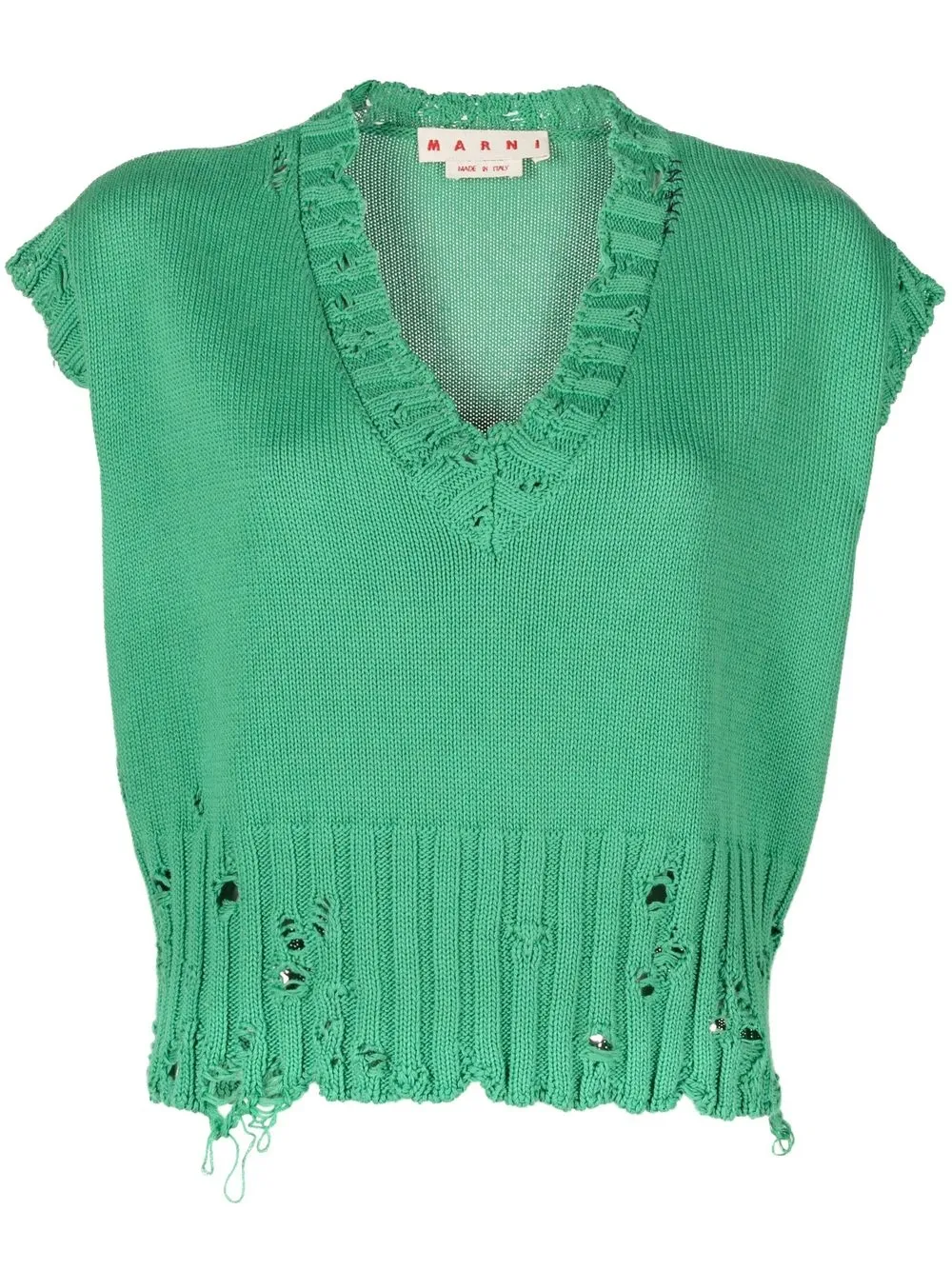 

Marni distressed-effect knitted vest - Green