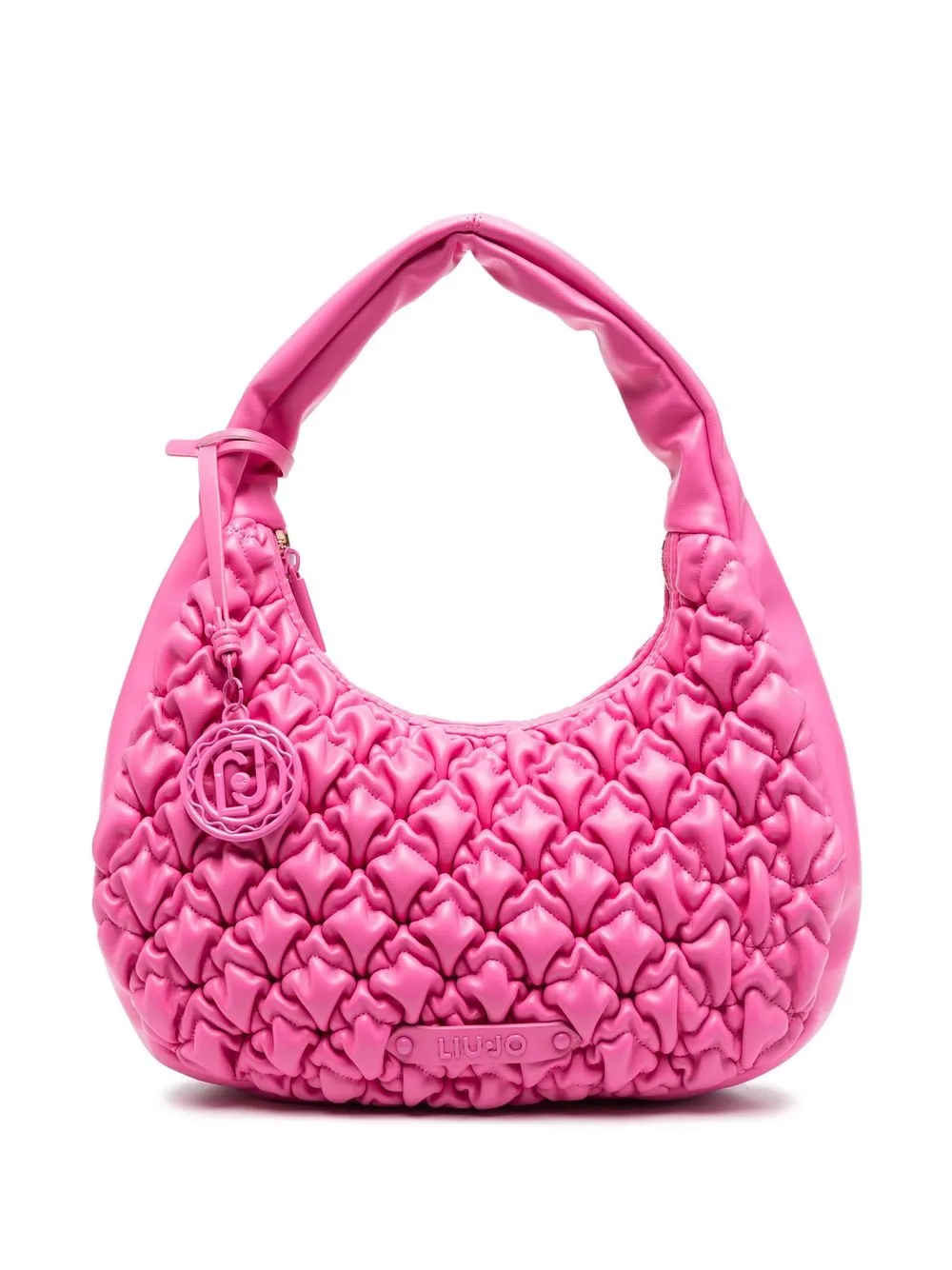 LIU JO logo-patch smocked shoulder bag - Pink