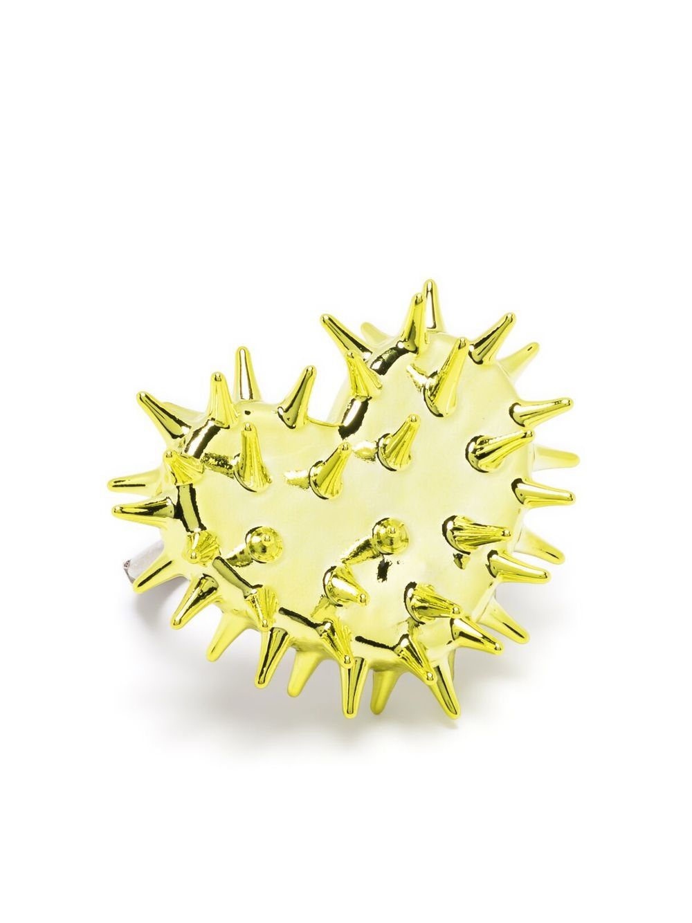 Hugo Kreit Yellow Spiky Heart Ring In Phantom Green
