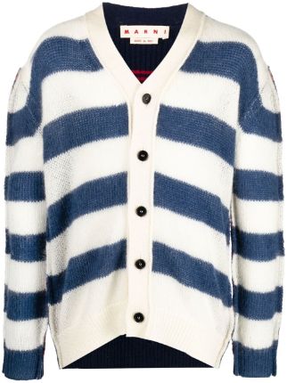 Marni V-neck Striped Mohair Cardigan - Farfetch