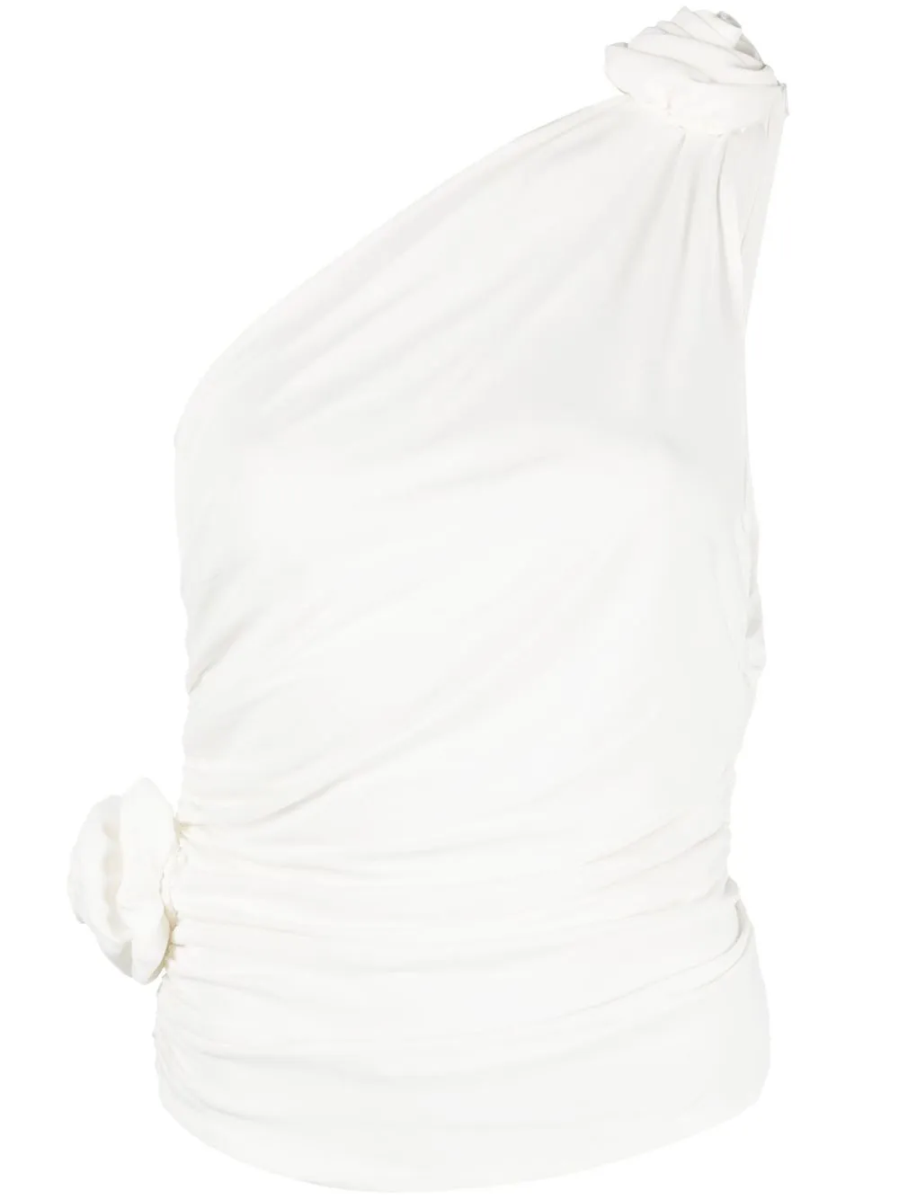 

Magda Butrym floral-appliqué ruched one-shoulder top - White