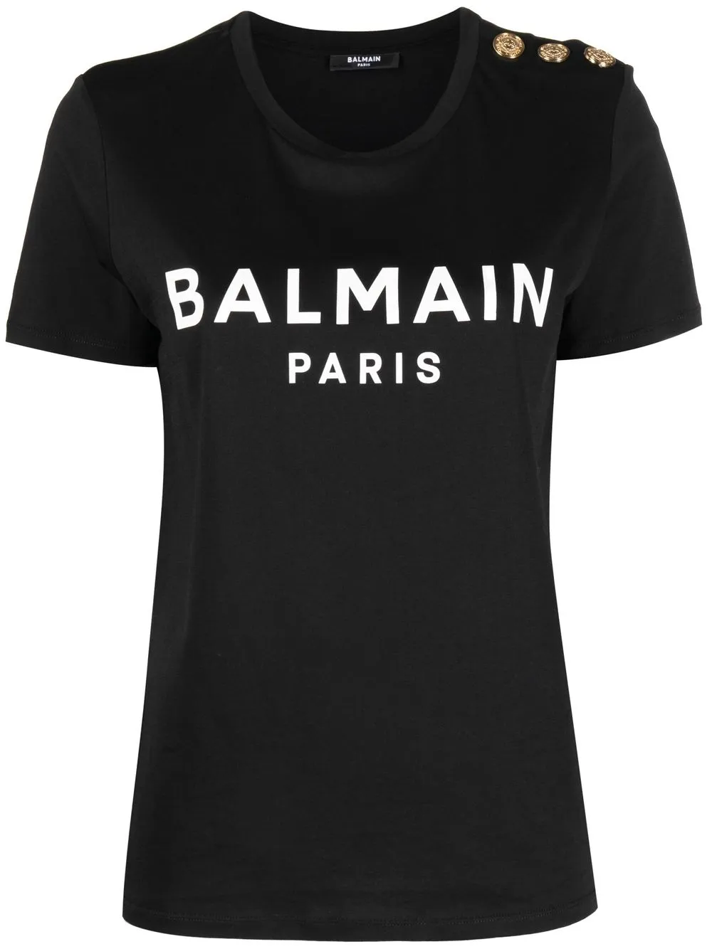 

Balmain embossed-buttons logo-print T-shirt - Black