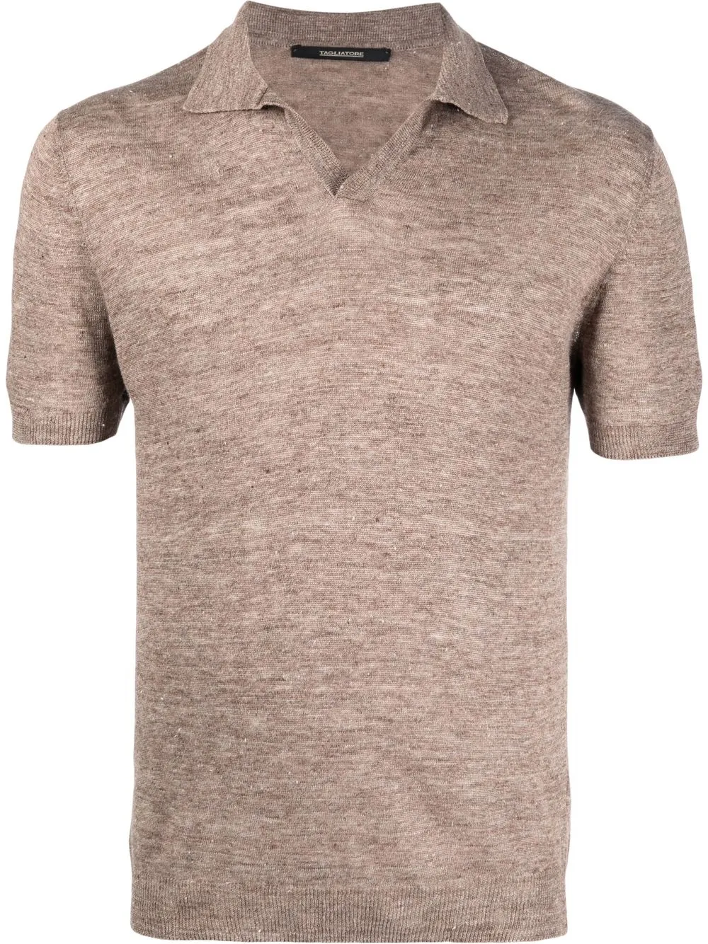 

Tagliatore short-sleeved linen polo shirt - Brown
