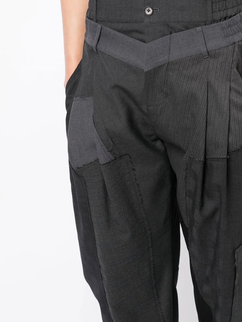 Feng Chen Wang Layered-design Tapered Trousers In Grey