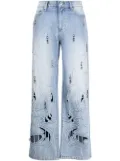Feng Chen Wang Phoenix cut-out jeans - Blue