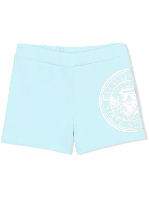 Balmain Kids logo-print cotton track shorts 