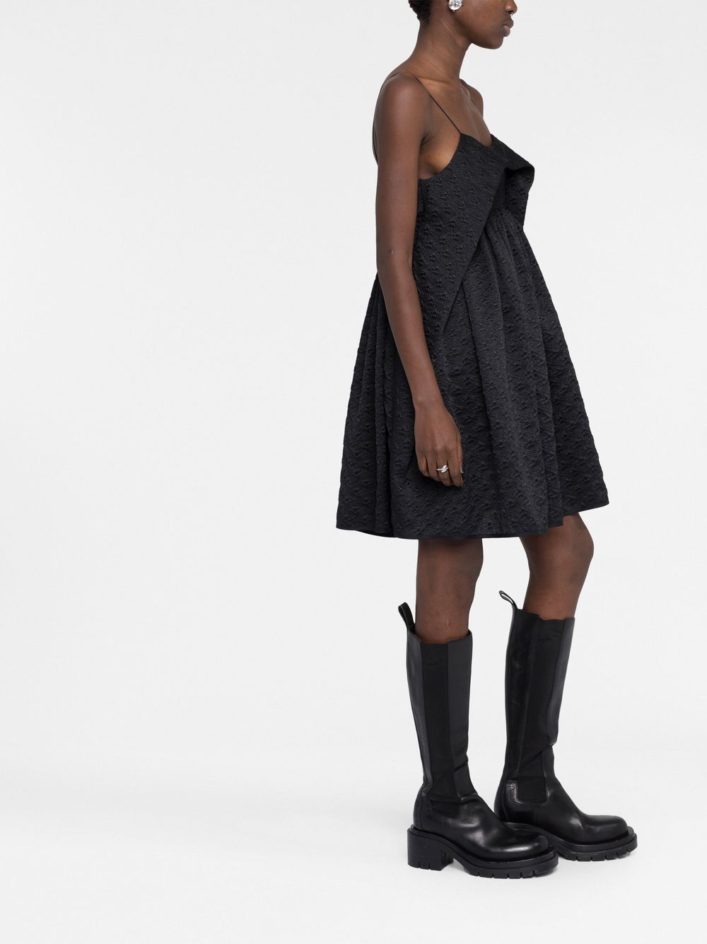 Shop Cecilie Bahnsen Textured Empire-line Dress In Black