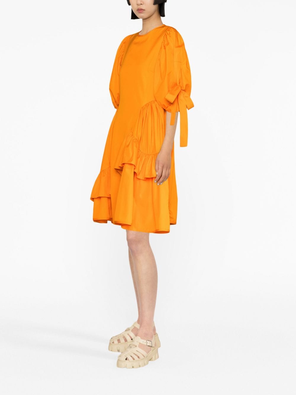 Shop Cecilie Bahnsen Danita Ruffle-trim Cotton Dress In Orange