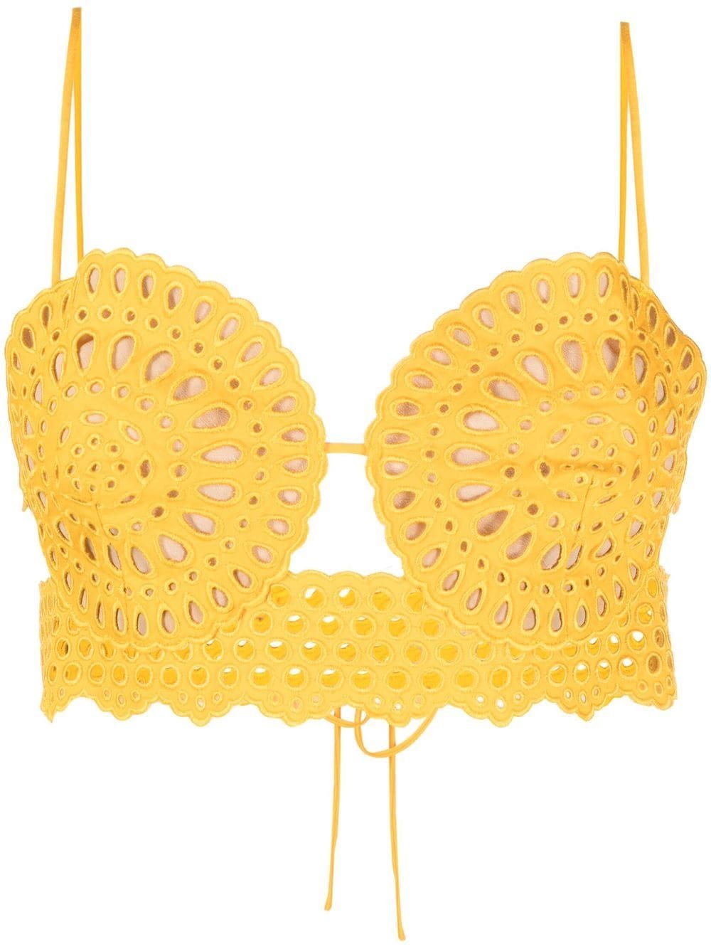 Shop Stella Mccartney Cropped Broderie-anglaise Top In Yellow