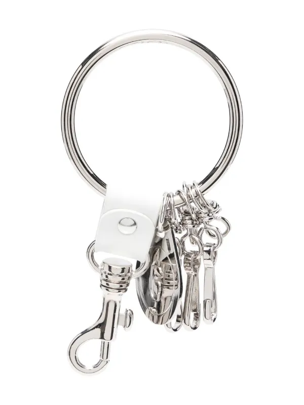 multi-clip logo-charm keyring