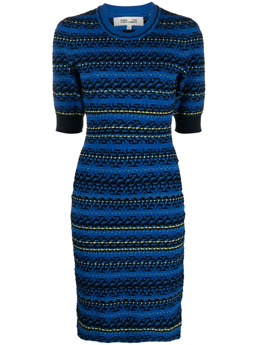 

DVF Diane von Furstenberg vestido manga corta tejido en intarsia - Azul