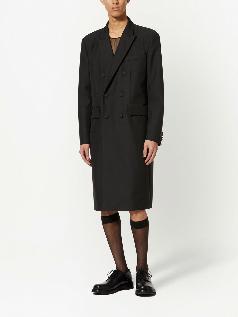 Shop Valentino Double-breasted Wool Coat In Black