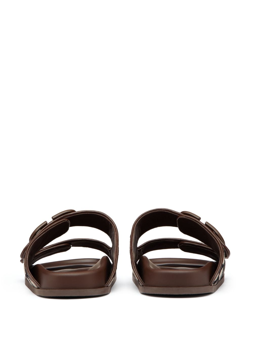 Shop Valentino Vlogo Toile Iconographe Double-strap Sandals In Brown