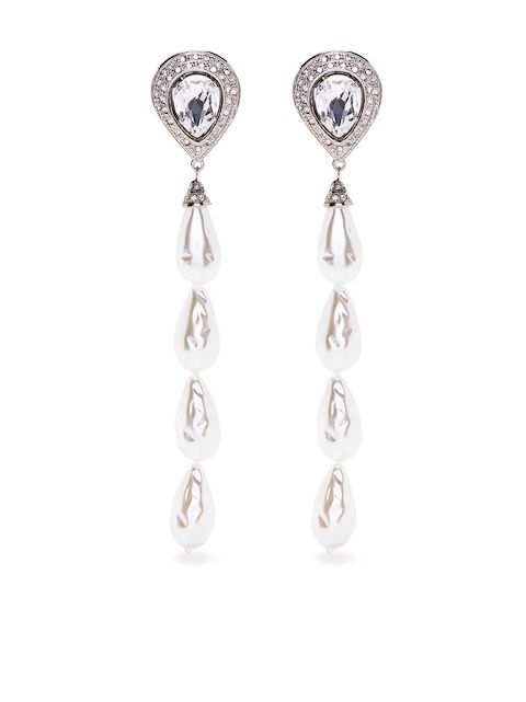 Alessandra Rich crystal-embellished pearl drop earrings