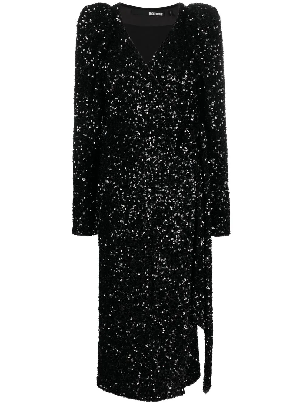 

ROTATE sequin-embellished wrap midi dress - Black