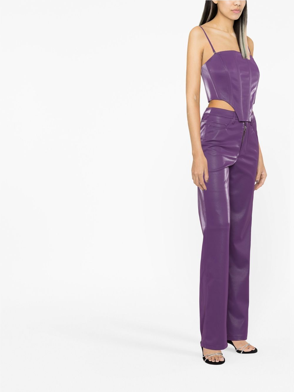 Shop Rotate Birger Christensen High-waist Straight-leg Trousers In Purple