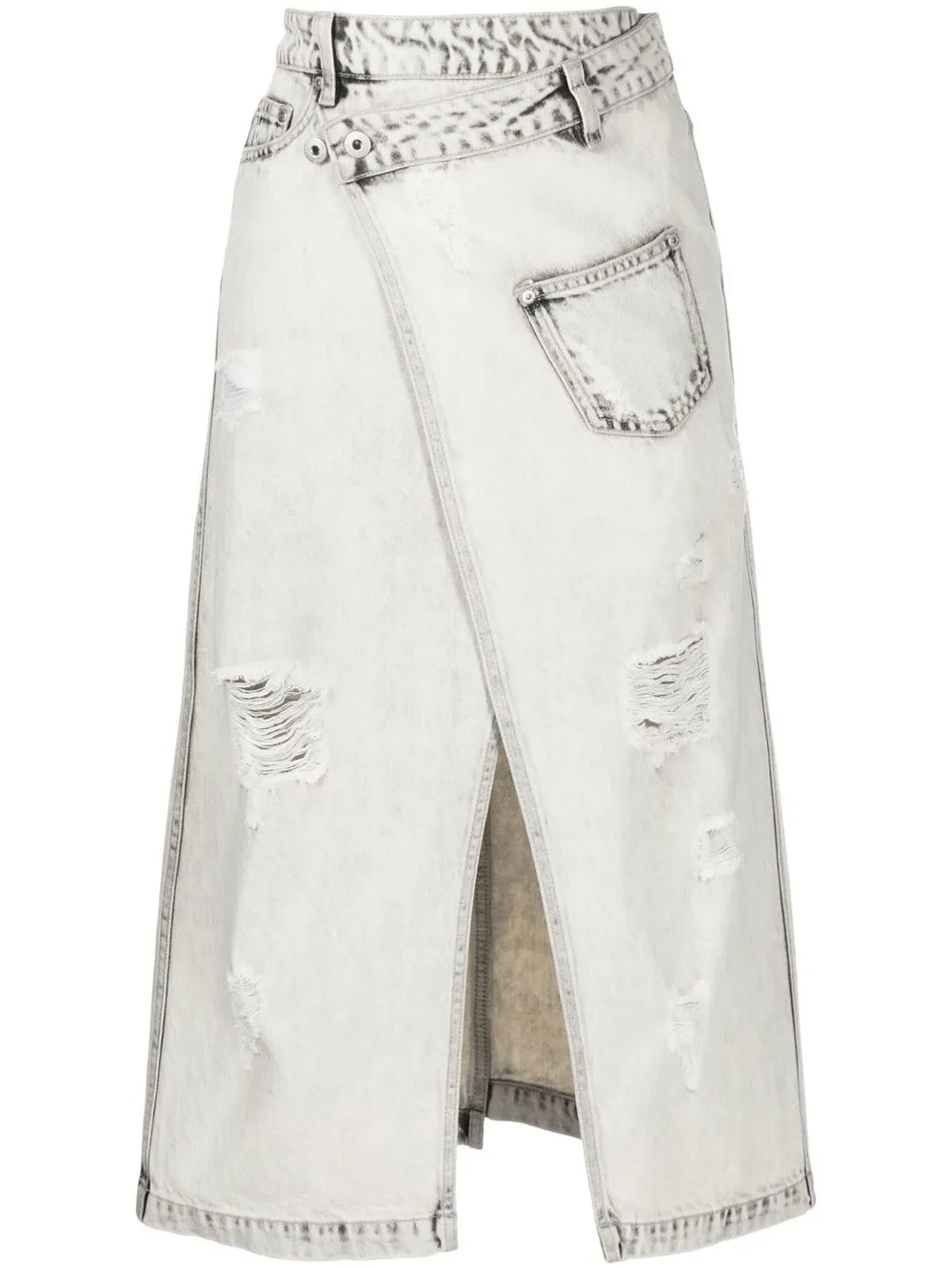 

Feng Chen Wang distressed denim skirt - Grey