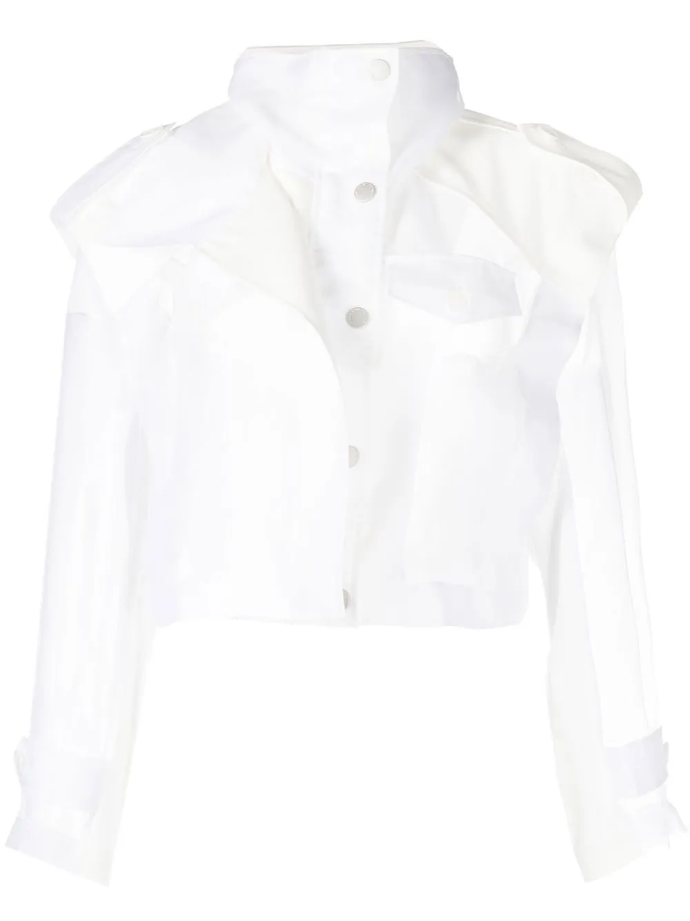 

Feng Chen Wang sheer cropped trench coat - White