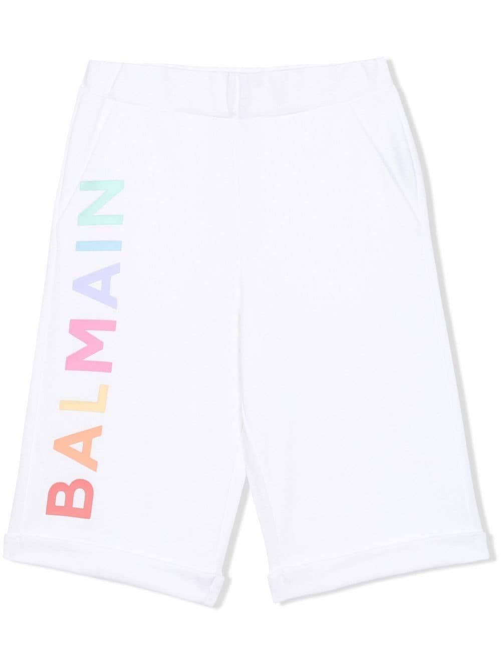 Balmain Kids' Logo-print Jersey Shorts In White