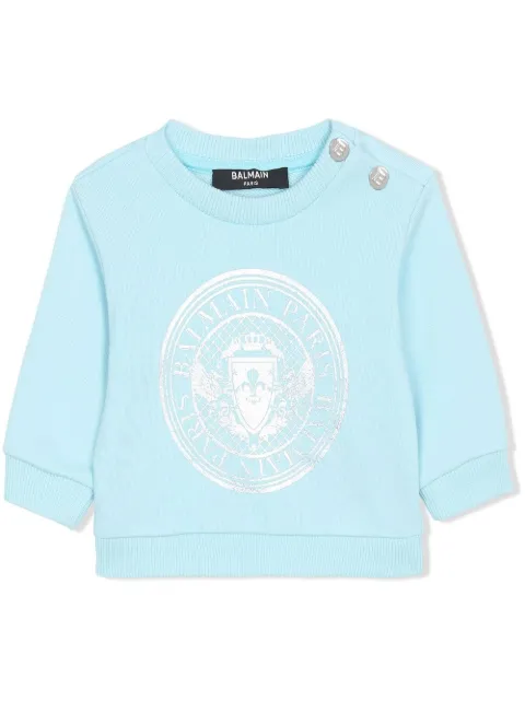 Balmain Kids logo-print cotton sweatshirt