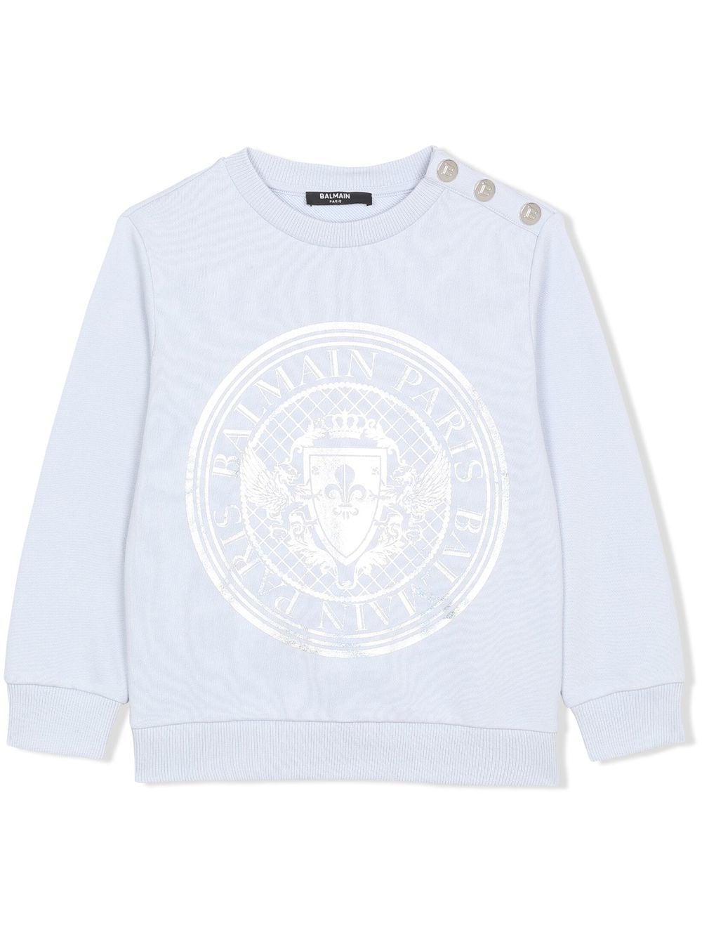 Balmain Kids' Logo-print Cotton Sweatshirt In Blue