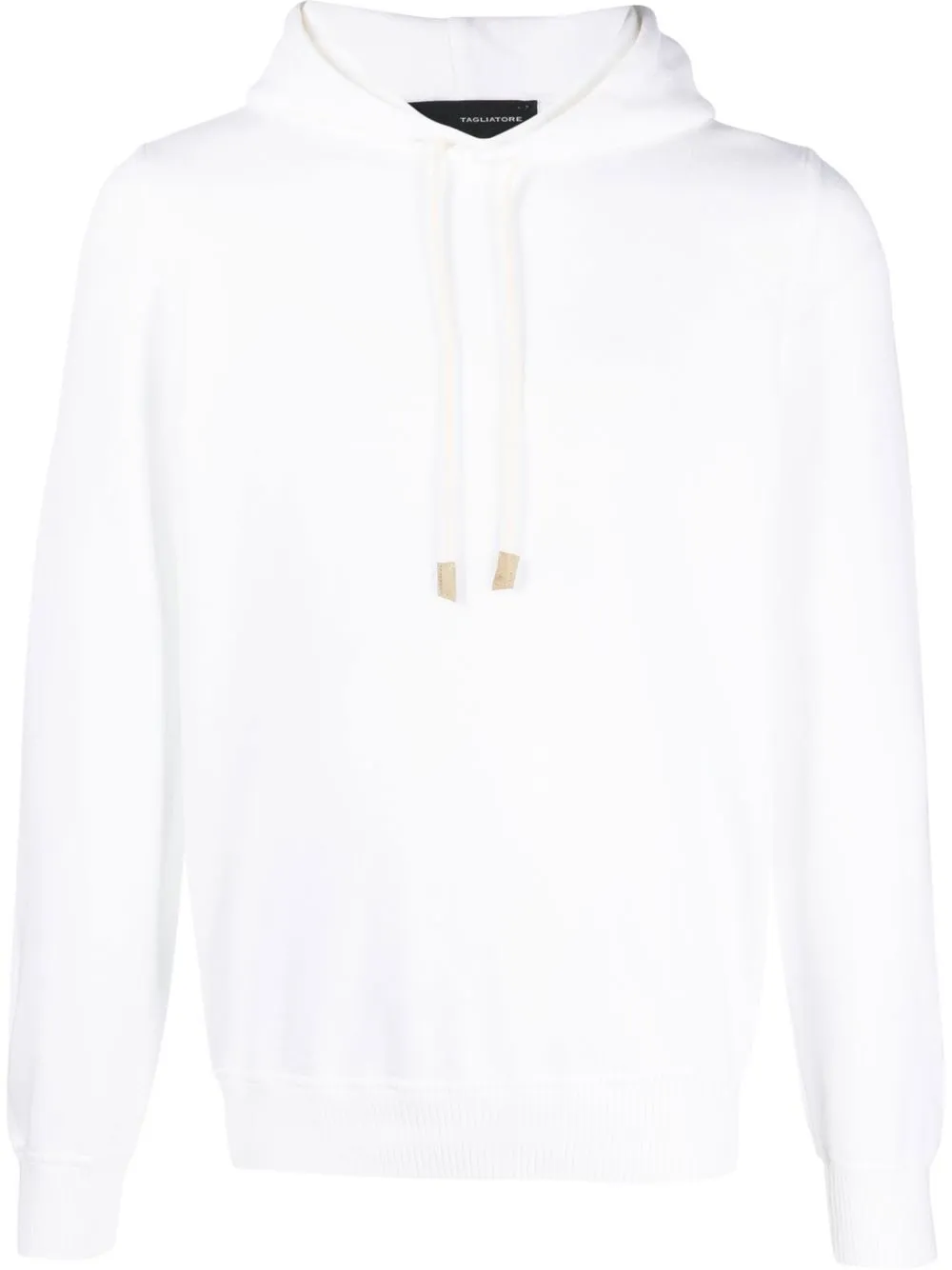 

Tagliatore ribbed-trim cotton hoodie - White