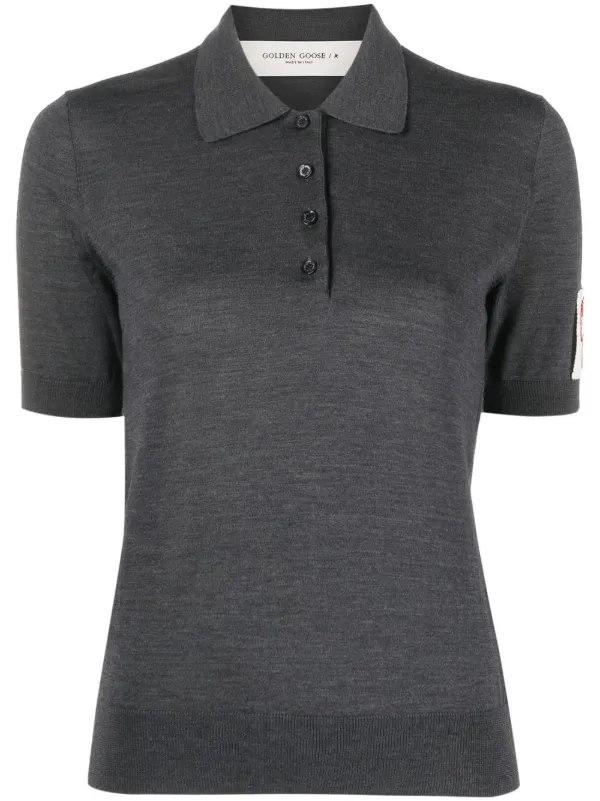 Golden Goose Logo-patch Knit Polo in Grey