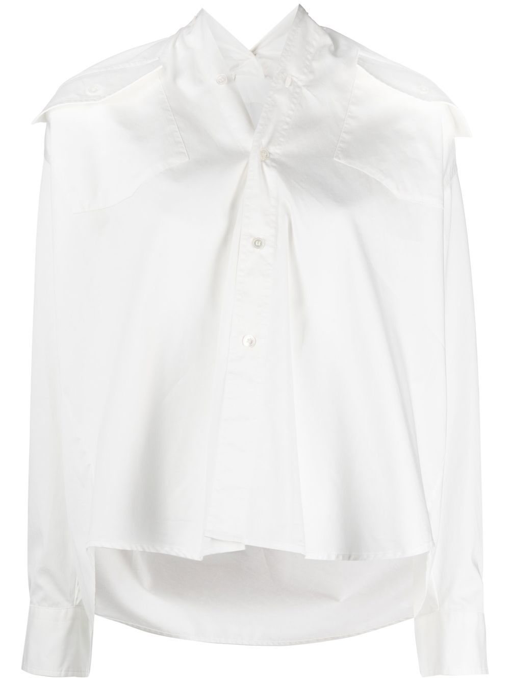 

MM6 Maison Margiela blusa fruncida manga larga - Blanco