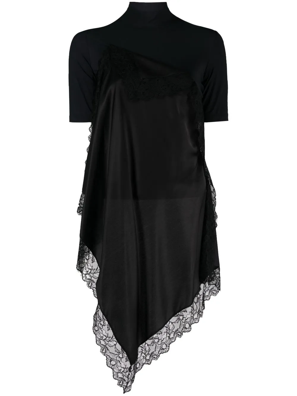 

MM6 Maison Margiela asymmetric lace-detail satin blouse - Black