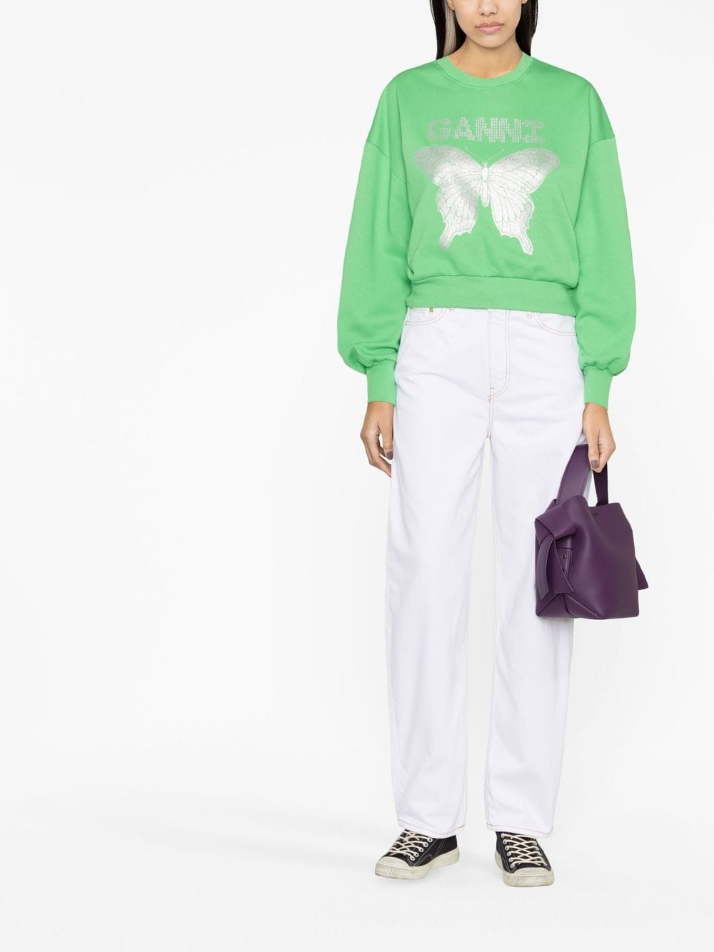 GANNI butterfly-print Organic Cotton Sweatshirt - Farfetch