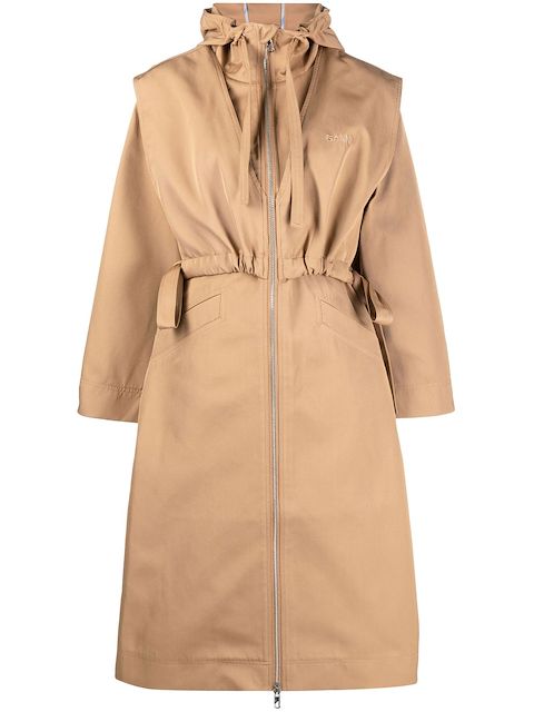 GANNI drawstring hooded coat 