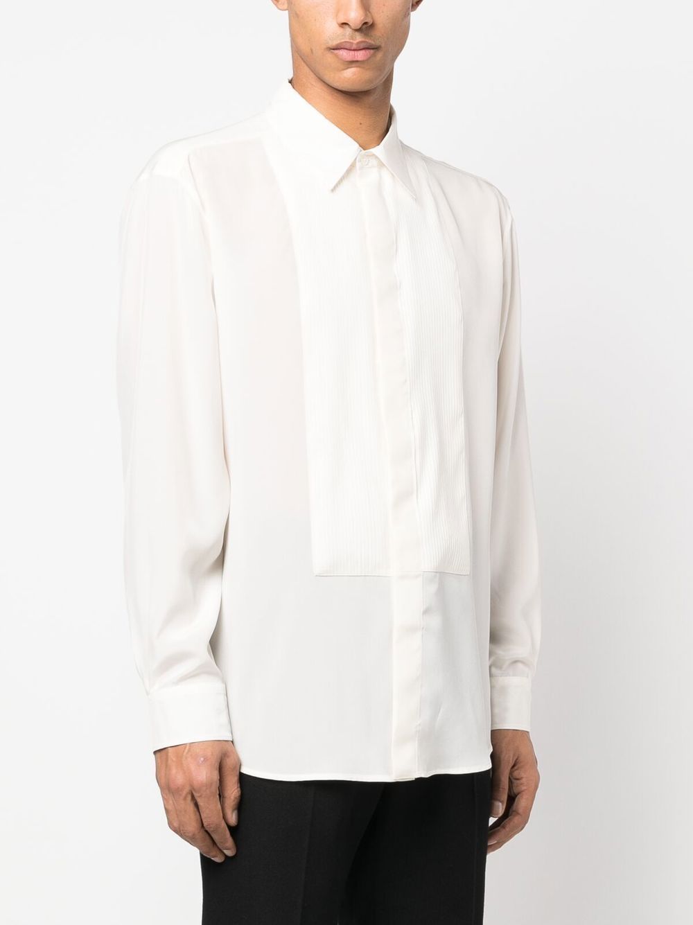 Shop Valentino Long-sleeve Button-fastening Shirt In White