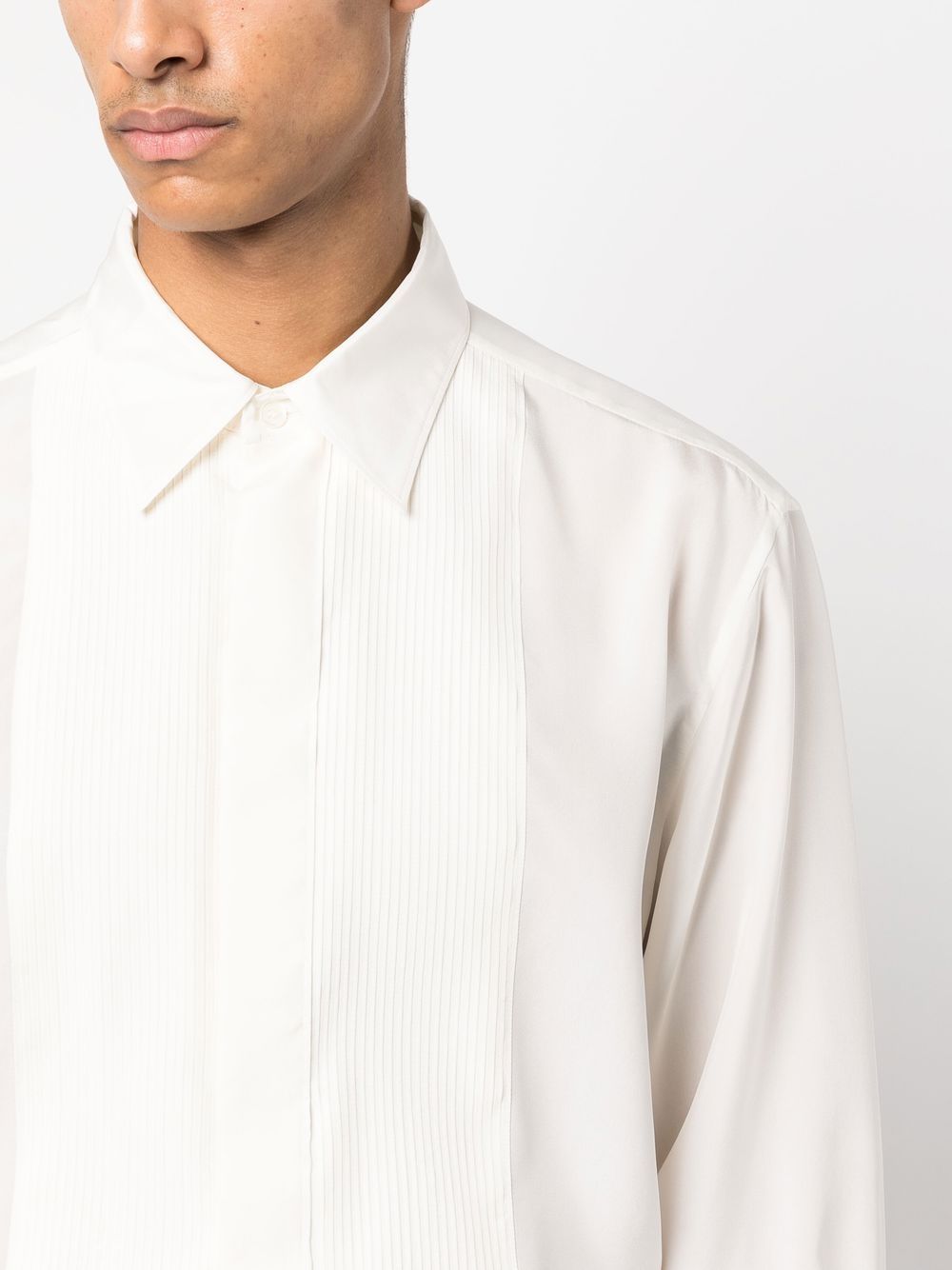 Shop Valentino Long-sleeve Button-fastening Shirt In White