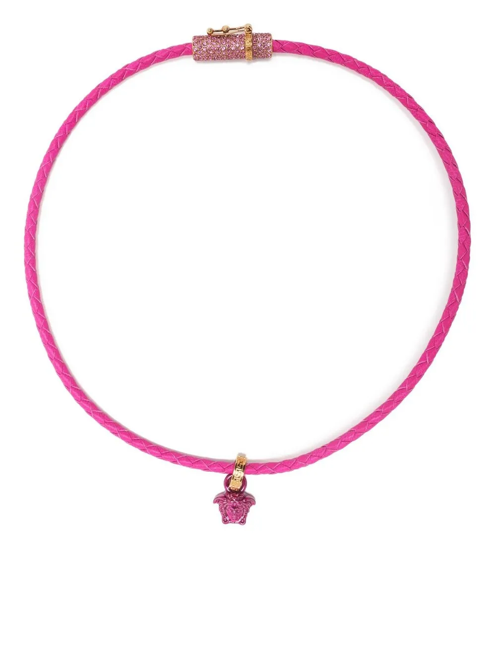 

Versace Medusa-pendant woven necklace - Pink