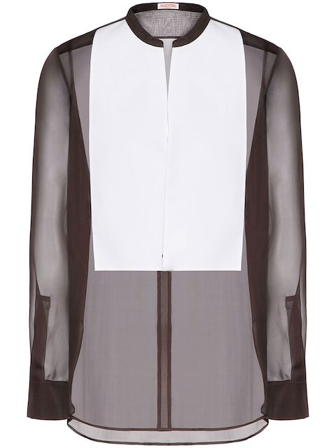 Valentino contrast-panel sheer shirt